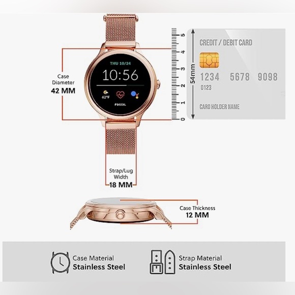 NWT Fossil Women's Gen 5E 42mm Stainless Steel Touchscreen Smartwatch - Picture 8 of 8